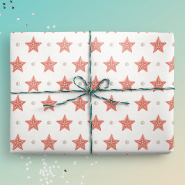 Papel De Regalo Navidades costeros Starfish