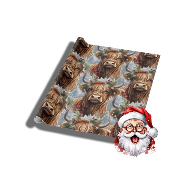 Papel De Regalo Navidades Cow Highlander (Christmas Heffer Cow)