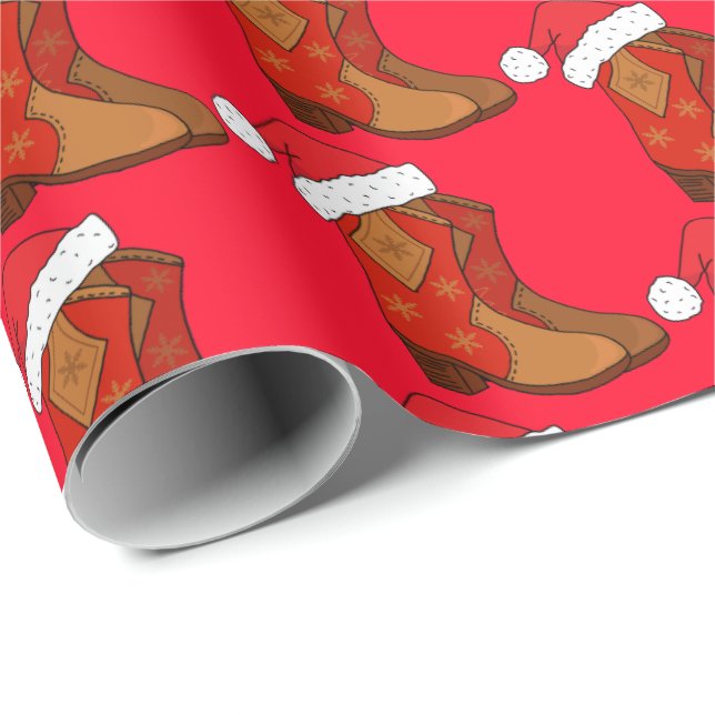 Papel De Regalo Navidades Cowboy Boots Country Western Cowgirl (Esquina del rollo)