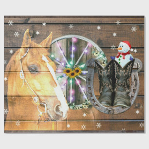 Papel De Regalo Navidades Cowboy Boots Horse Wagon