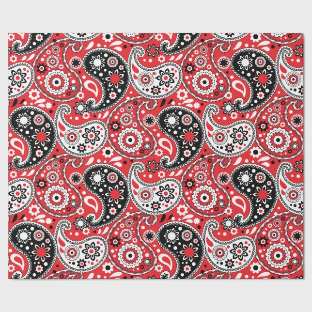 Papel De Regalo Navidades Cowgirl País Rojo Paisley Occidental (Costura)