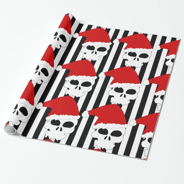 Papel De Regalo Navidades crían sombrero Santa en franjas blancas  (Desenrollado)