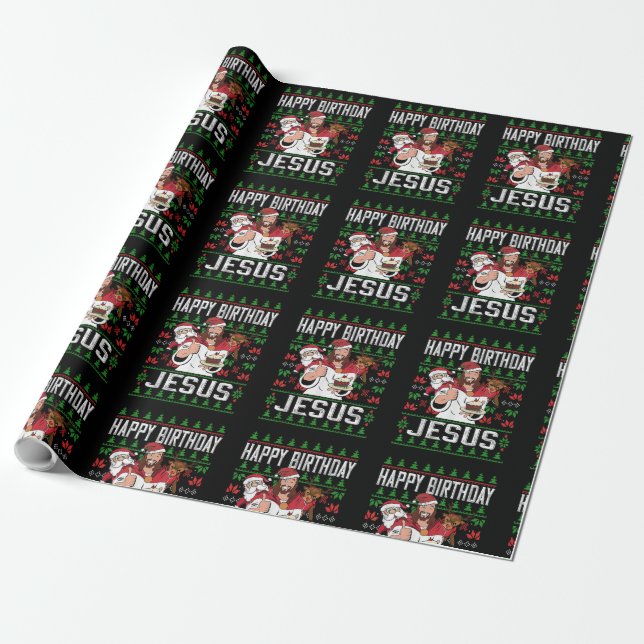Papel De Regalo Navidades cristianos FELIZ CUMPLEAÑOS Mamáes famil (Desenrollado)