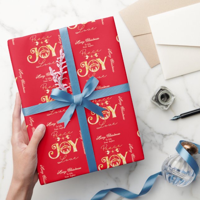 Papel De Regalo Navidades cristianos Natividad Oro R Paz Alegría (Regalar)