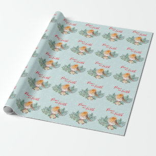Papel De Regalo Navidades cristianos Robin de Peace on Earth Winte