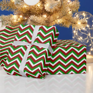 Papel De Regalo Navidades cubiertos patrón de chevron rojo verde b