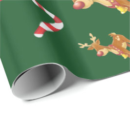 Papel De Regalo Navidades Cuidados Rudolph Candy Cane Pattern Gree