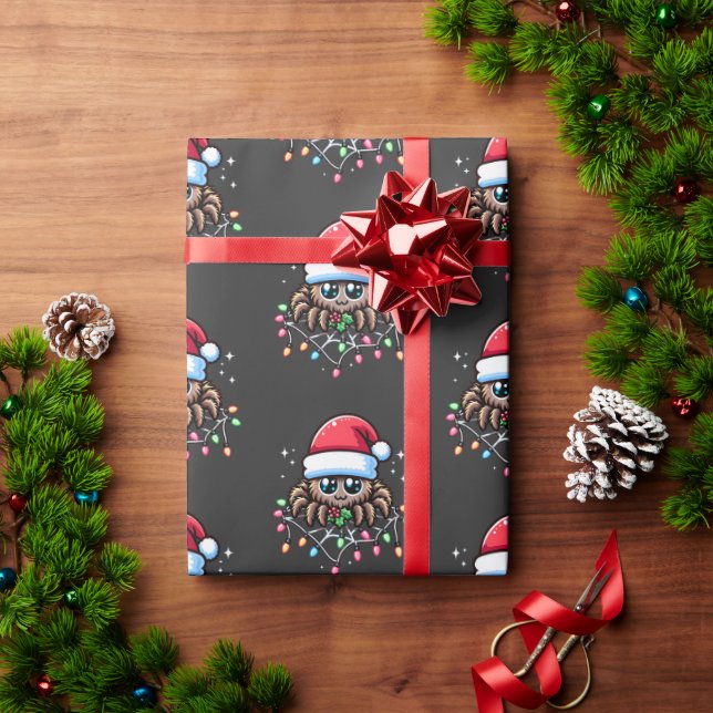 Papel De Regalo Navidades Cutan Araña En Santa Hat (Regalo de vacaciones)
