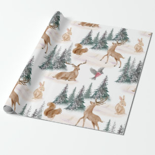 Papel De Regalo Navidades cutáneo de color de agua Nieve animales 