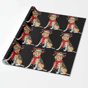 Papel De Regalo Navidades Cute Beagle Dog Holiday Lights Gift