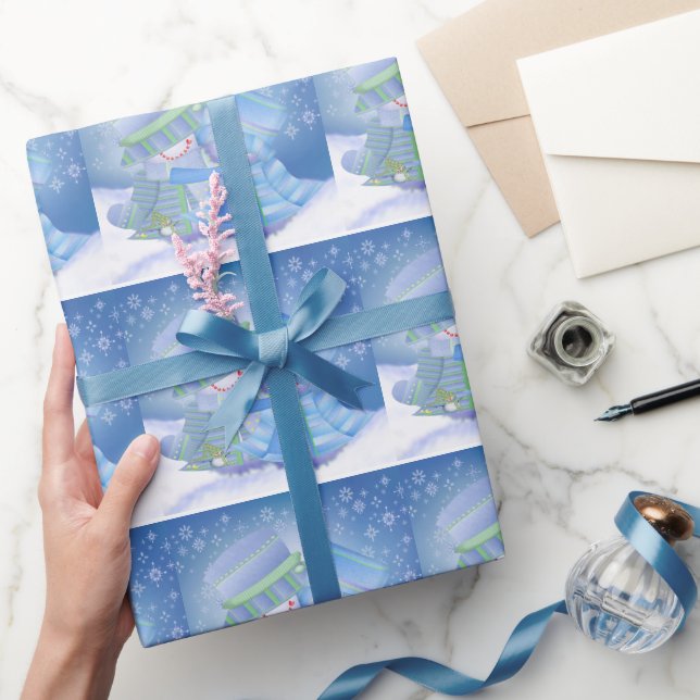 Papel De Regalo Navidades Cute Blues de Invierno (Regalar)