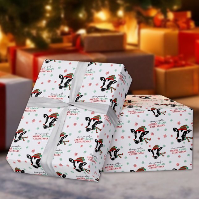 Papel De Regalo Navidades Cute Cow Merry Vegan (Subido por el creador)