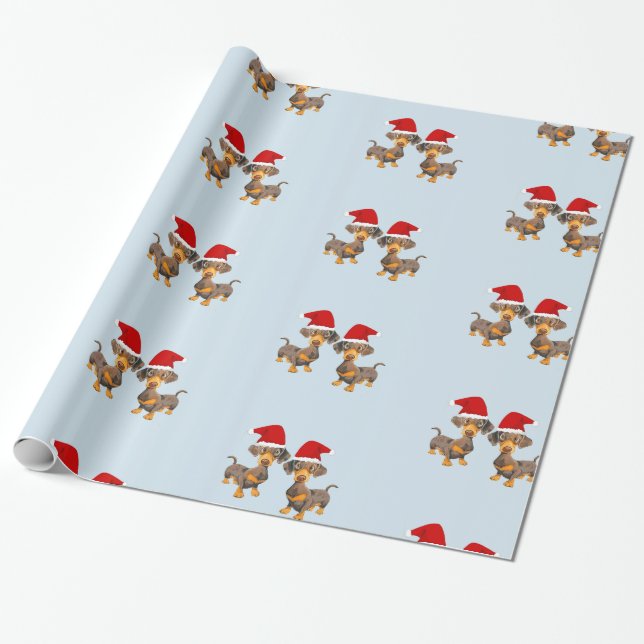 Papel De Regalo Navidades Cute Dachshund (Desenrollado)