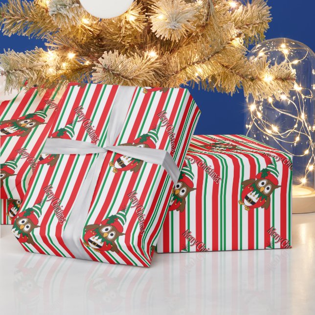 Papel De Regalo Navidades Cute Elf Owl (Vacaciones)