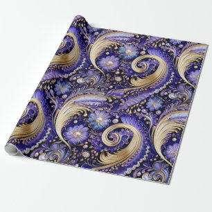 Papel De Regalo Navidades Cute Gold/Violet/Paisley