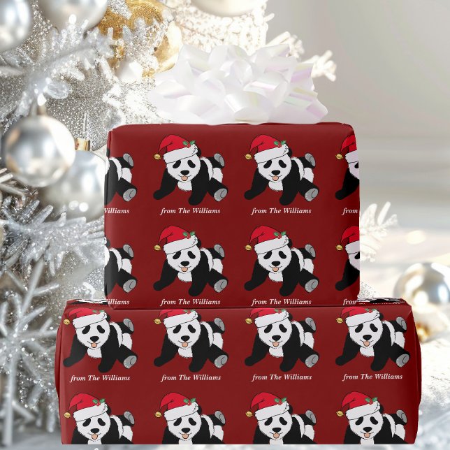 Papel De Regalo Navidades Cute Panda Bear Feriado Rojo Personaliza (Subido por el creador)