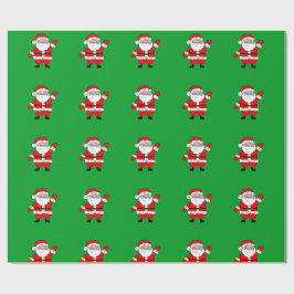 Papel De Regalo Navidades Cute Personalizado Santa Red Green