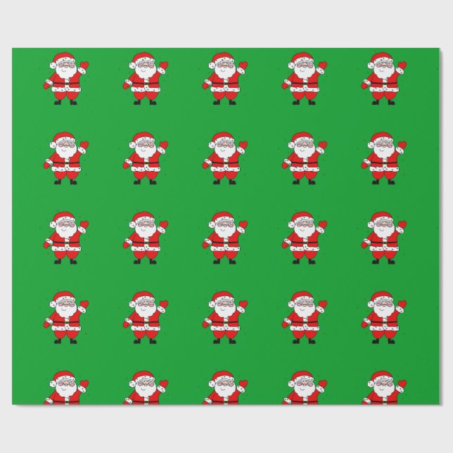 Papel De Regalo Navidades Cute Personalizado Santa Red Green (Superficie plana)