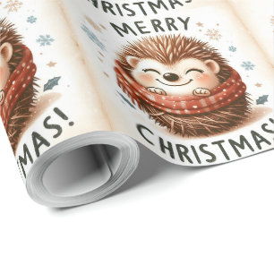 Papel De Regalo Navidades Cute Santa hedgehog