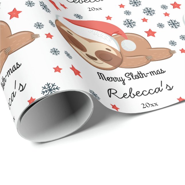 Papel De Regalo Navidades Cute Sloth-mas de mora, nombre personali (Esquina del rollo)