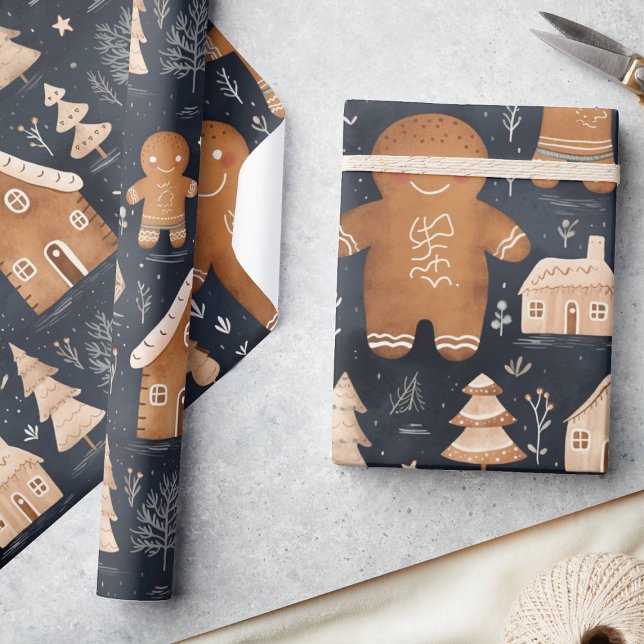 Papel De Regalo Navidades Cute Whimsical Gingerbread Men (Subido por el creador)