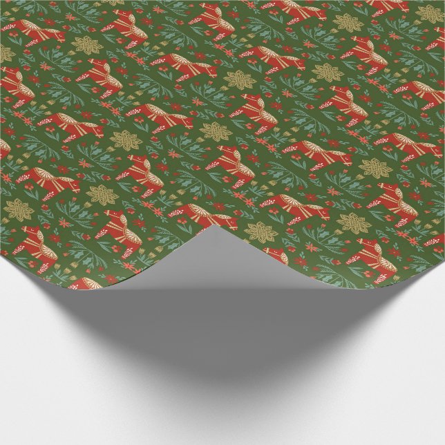 Papel De Regalo Navidades Dala Caballo verde (Esquina)