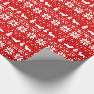 Papel De Regalo Navidades Dandie Dinmont Terrier Silhouettes Red