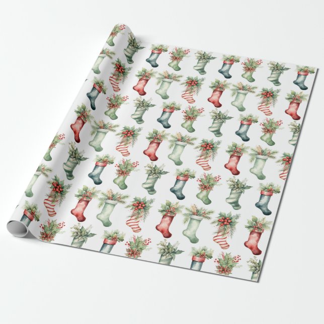 Papel De Regalo Navidades de acuarela (Desenrollado)