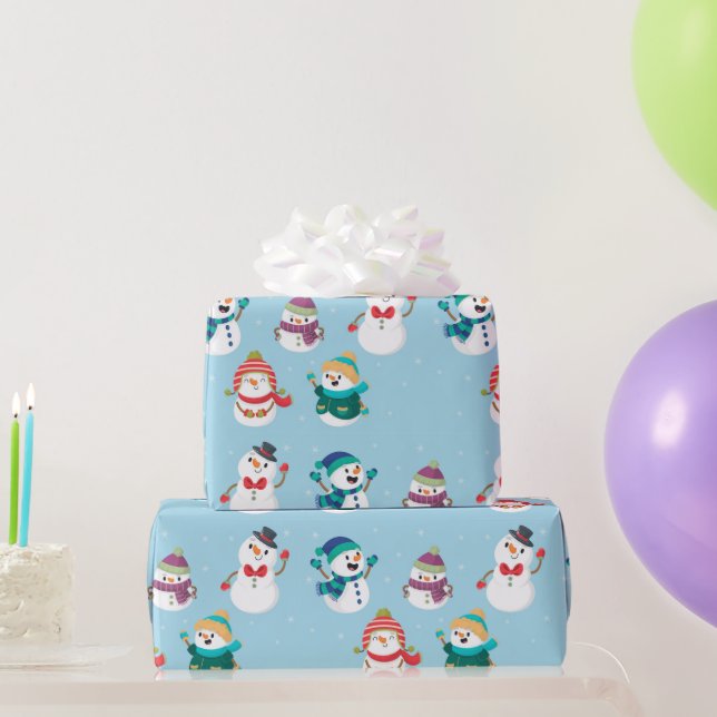 Papel De Regalo Navidades de acuarela adoran a Fiesta de Snowman (Regalos de fiesta)