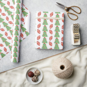 Papel De Regalo Navidades de acuarela Árboles de fútbol