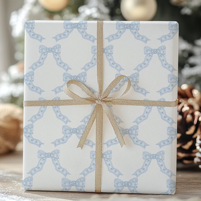 Papel De Regalo Navidades de acuarela Blue Bows (Subido por el creador)