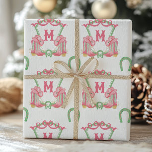 Papel De Regalo Navidades de acuarela Boots Monograma Escudo