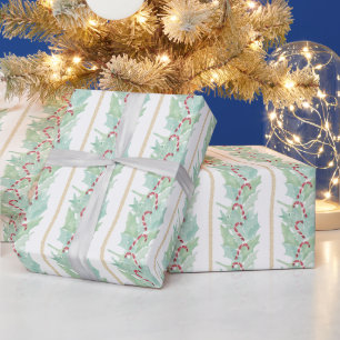 Papel De Regalo Navidades de acuarela Candy Cane Garland