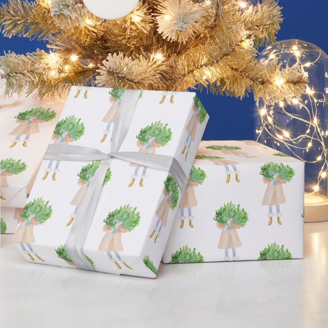 Papel De Regalo Navidades de acuarela Chica de moda (Vacaciones)