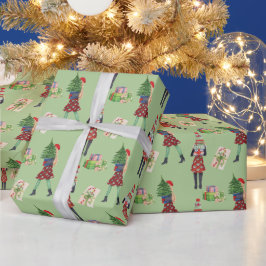 Papel De Regalo Navidades de acuarela Chica de moda comercial