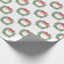 Navidades de acuarela Chinoiserie Ornament Wreath
