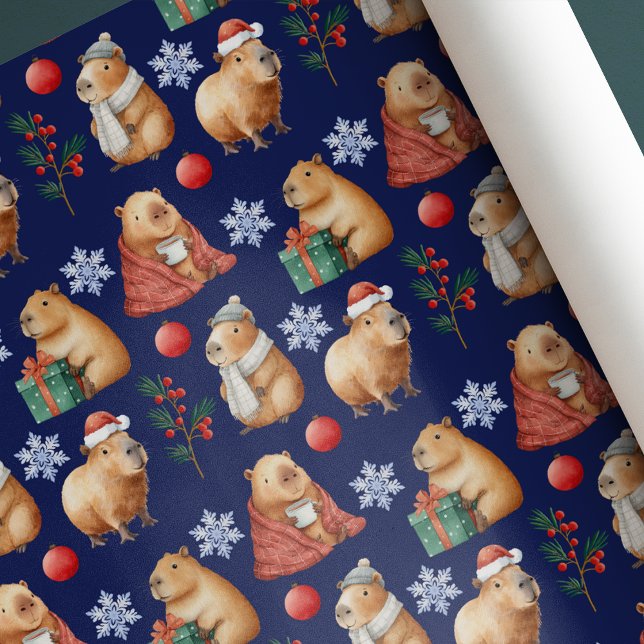Papel De Regalo Navidades de acuarela cúrcuma Capybara (Subido por el creador)