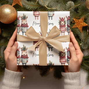 Papel De Regalo Navidades de acuarela de época animales