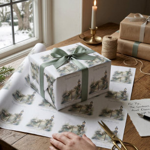 Papel De Regalo Navidades de acuarela de la Lámpara de invierno de