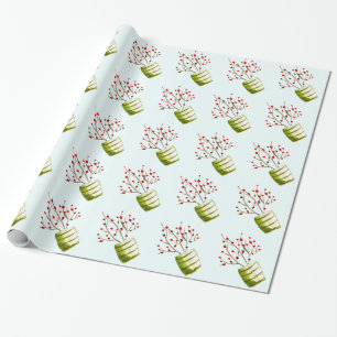 Papel De Regalo Navidades de acuarela de las Berries Rojas