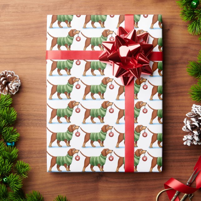 Papel De Regalo Navidades de acuarela de perro moderno envolviendo (Subido por el creador)