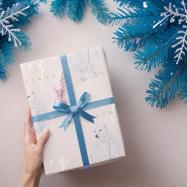 Papel De Regalo Navidades de acuarela del osito polar moderno en t