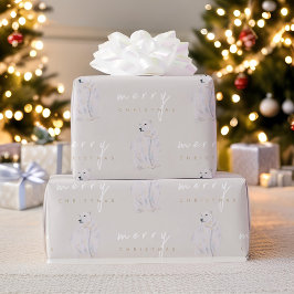 Papel De Regalo Navidades de acuarela del osito polar moderno en t