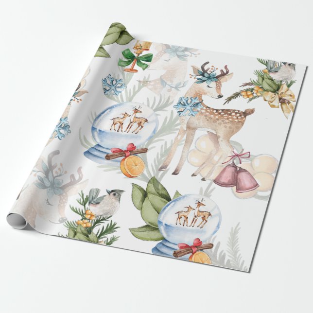 Papel De Regalo Navidades de acuarela elegante (Desenrollado)