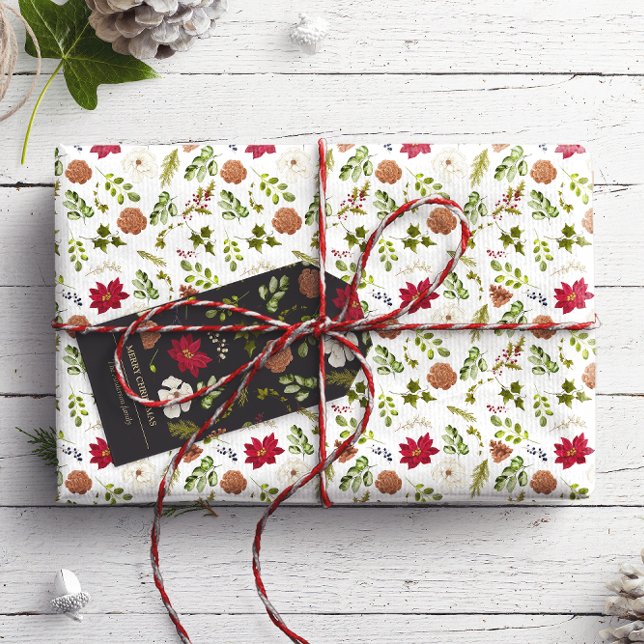 Papel De Regalo Navidades de acuarela Elegante Foliage Floral (Subido por el creador)