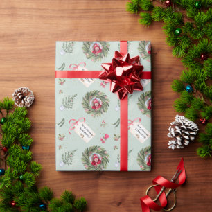 Papel De Regalo Navidades de acuarela festiva foto verde