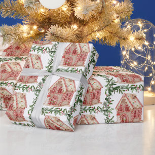 Papel De Regalo Navidades de acuarela Gingerbread House
