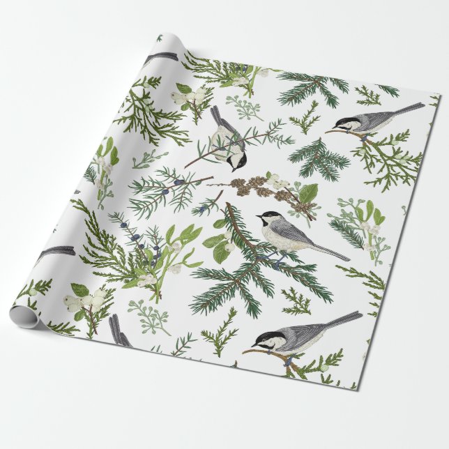 Papel De Regalo Navidades de acuarela Ilustracion natural forestal (Desenrollado)