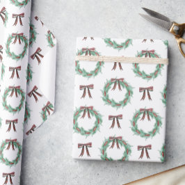 Papel De Regalo Navidades de acuarela Juegan a Bow Garland