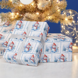 Papel De Regalo Navidades De Acuarela Nieve En Copos De Nieve
